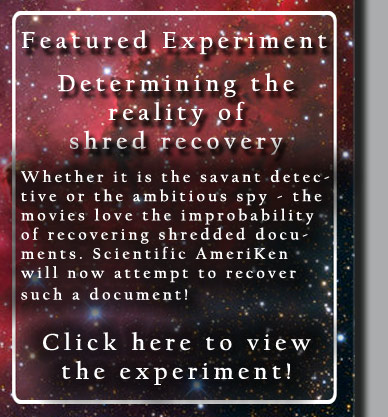 This issues featured experiment - can you recover shredded documents?  Click here to find out!